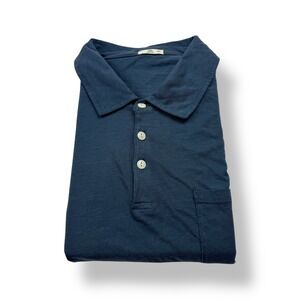 Flint and Tinder Mens 2XL Navy Blue Cotton Pocket Polo Shirt Made in USA